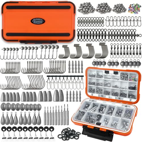 Fishing Tackle Kit with Box (Fishing Accessories Kit 423Pack-Orange)