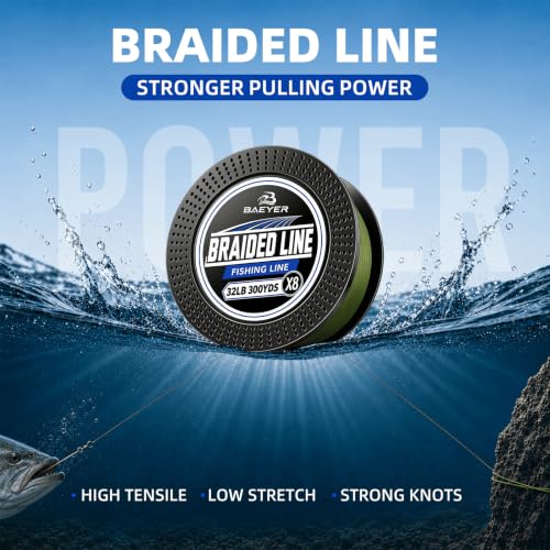 4 8 Strands Braided Fishing Line Zero Stretch (Olive Green / X8-32LB-300YDS)