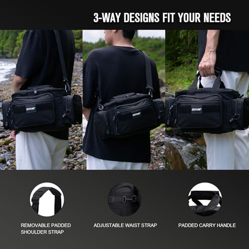 Fishing Tackle Bag with 4 3600 Tackle Boxes (B2:Black with 4 Tackle Boxes / Small)