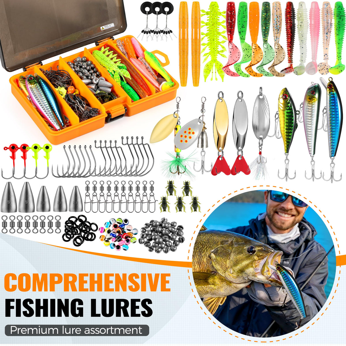 Fishing Rod and Reel Combo Pole Gear Kit Telescopic Beginner (Rod combo with 137 tackle lures / 6.89 ft)