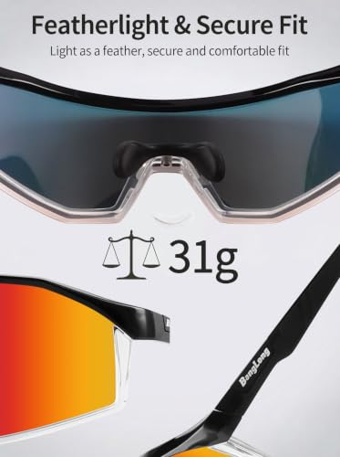 Sports Sunglasses for Men Women (Black Frame-red Lens)