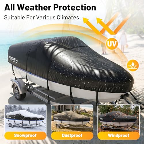 Heavy Duty Trailerable Boat Cover 16 (Black / Fits 16"-18.5" Length, 94" Beam Width)