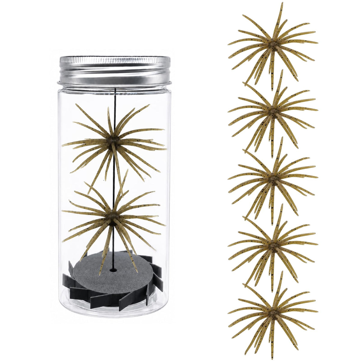 5PCS Urchin Baits for Bass Fishing (Tan / 5PCS-2.7in-Small)