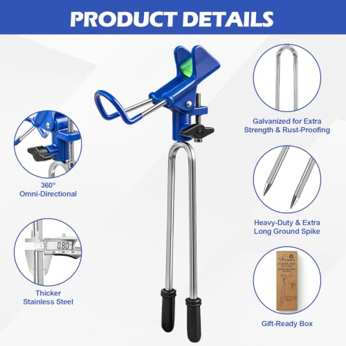 Fishing Rod Holder for Ground (Blue -2 Pack)