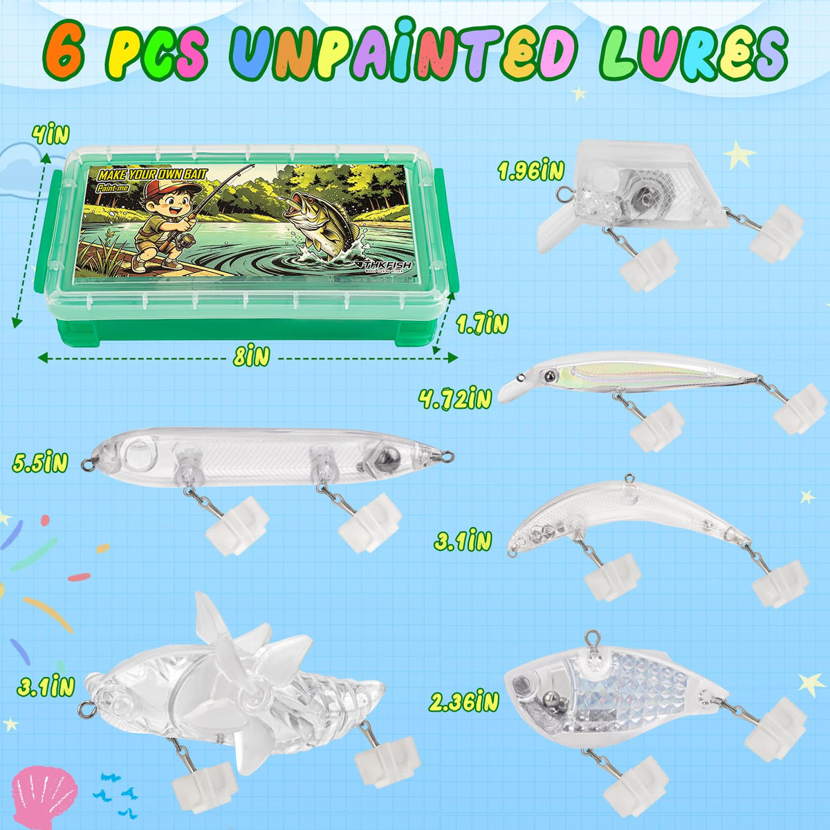 DIY Fishing Lure Kit (Green-6pcs without acessions)
