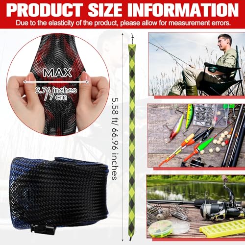 Lengthen Fishing Rod Sleeve Socks Covers Braided Mesh Rod Protector Fishing Tools Accessories for Bait Casting Sea (Dark Color / 67 x 0.18 in)