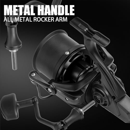 Heavy Duty Spinning Reel Metal Body with CNC Machined Spool 55LB Max Drag 6+1 Bearings Ultra Smooth 4.8 (BKM8000 / Large)