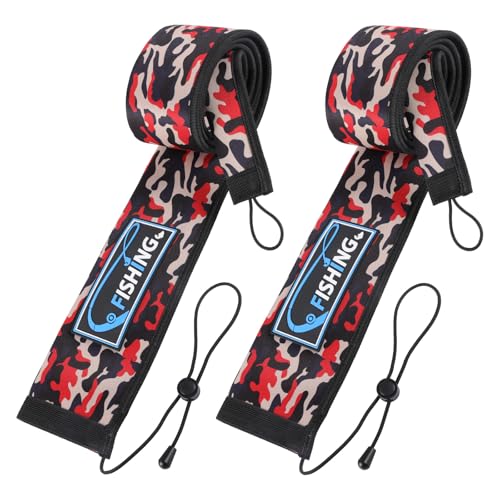 2Pcs Neoprene Fishing Rod Sleeves (Red Camo / 58" - 2Pcs)