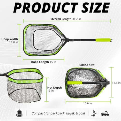 Floating Fishing Net for Fly Fishing (Green)