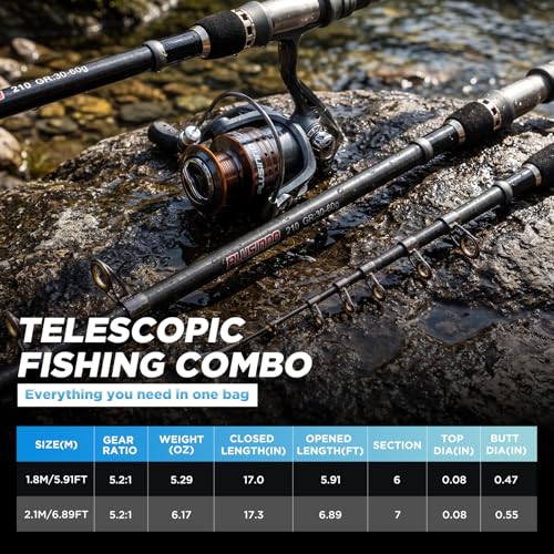 Fishing Rod and Reel Combo Pole Gear Kit Telescopic Beginner (Grey Rod &373pcs Tackle (5.91 ft))