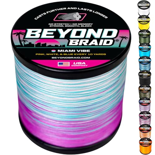 Miami Vibe Braided Fishing Line (Miami Vibe - Pink, White, Blue / 40LB (500 Yards))