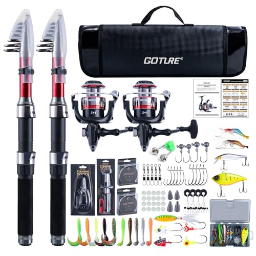 2 Pack Fishing Rod and Reel Combo with Carrier Bag