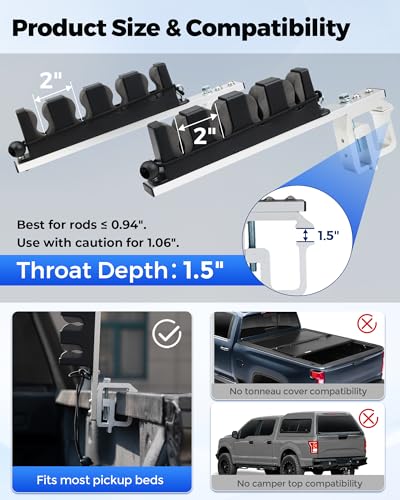 Aluminum Fishing Rod Holder for Truck Bed Holds 4 Fishing Rods