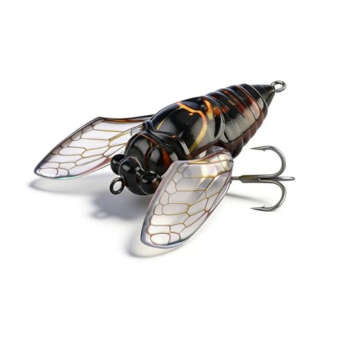 King Cicada Topwater Lure High Simulation Floating Fishing Lure with 3D Coating Realistic Foldable Wings Ultra