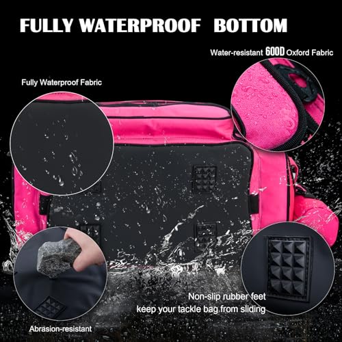 Fishing Tackle Bag with 4PCS 3700 & 2PCS 3600 Tackle Boxes (C3:Pink with (4)3700&(2)3600 Tackle Boxes / Large)