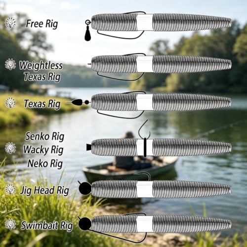 5 Colors 40 Pack Senko Worms for Bass Fishing