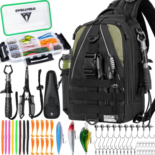 Fishing Tackle Backpack with Tackle Boxes Rod Holder Fishing Bag