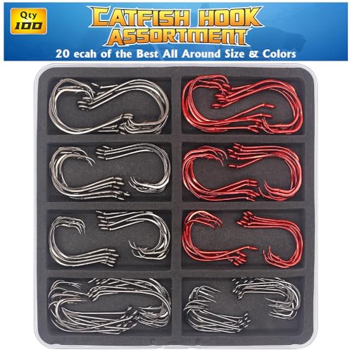 Catfish Hook Set Offset Octopus Circle & Baitholder Hooks 100