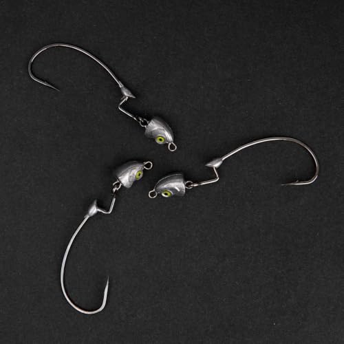 Fish Eye Swimbait Jig Heads (Chartreuse 15pcs / 1/4)