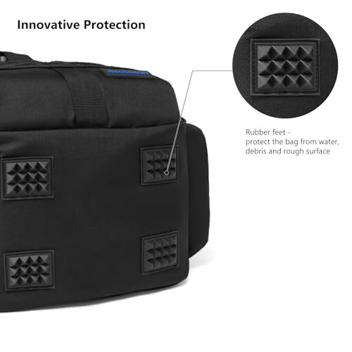 Convertible Fishing Backpack Sling Bag with Rod Holder (Black/Royal Blue / Large)