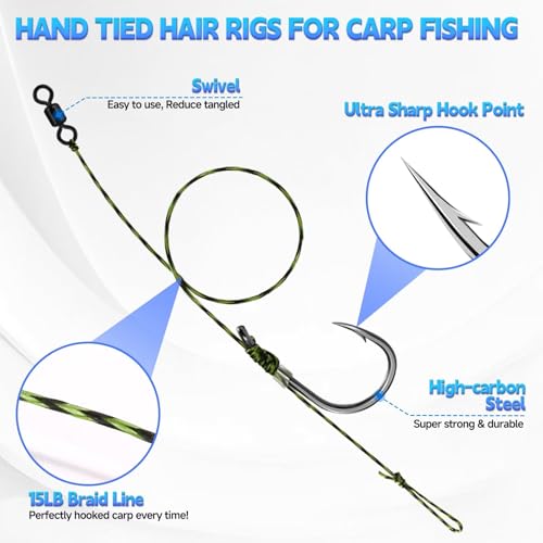 65 215PCS Carp Fishing Rig Kit Hair Rigs Carp Bait Fishing Equipment Accessories #2#4#6#8