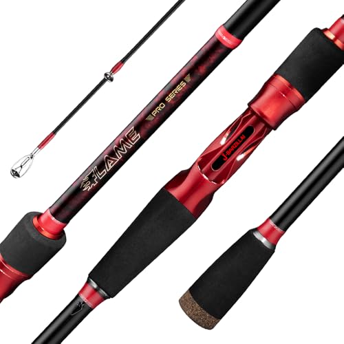 J BARZILLAI Flame One Piece Lure Fishing Rod 7ft Carbon Casting & Spinning Fishing Pole Lightweight High Sensitive Overhead Saltwater Freshwater Trout Bass One Piece Rods
