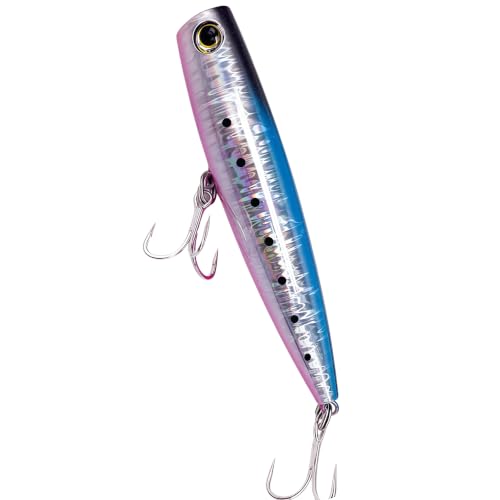 1.41oz 2.29oz Floating Saltwater Topwater Popper Lure (Blue-pink / 1.41oz/5.12")