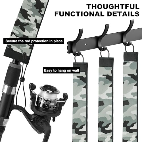 Neoprene Fishing Rod Sleeve Rod Socks for Casting (60" / 2-Light Green Camo)