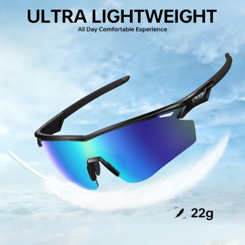 Polarized Running Sunglasses for Men Women Ultra (Elegant Black Green)