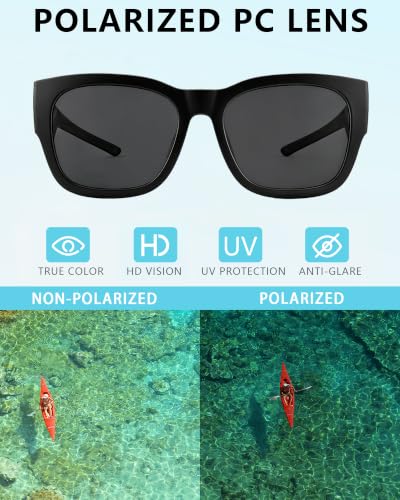Polarized Sunglasses Wraparound Fit Over Glasses for Men Women