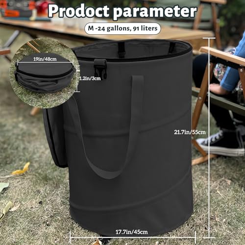 Pop up Camping Trash can with lid (Black)