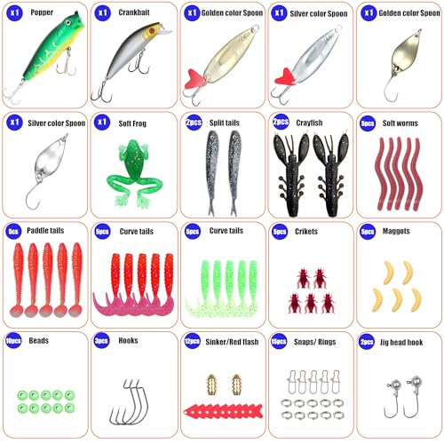 Fishing Gear FishingLures Tackle Box 84PCS Bass Kit Animated Lure (84pcs)