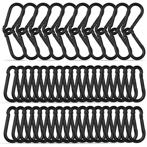 60PCS Carabiner Clips (Black / 60PCS-M6)