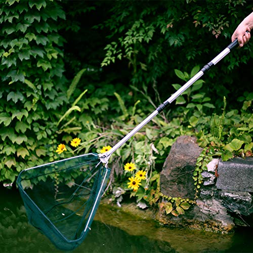 Fishing Landing Net with Telescoping Pole Fishing Net Freshwater Fishing Net for Pond (A: Aluminum Handle, 50" Full)