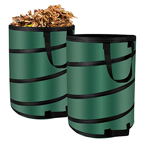 27 Gallons Collapsible Outdoor Trash Can Reusable Lawn and Leaf Bags (1 Count (Pack of 2))