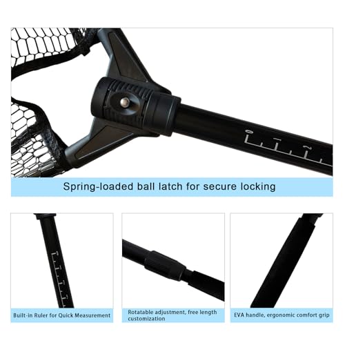 78.5In Large Fishing Net with Handle Fish Landing Net Telescoping Coated Rubber Net Folding Collapsible Extendable Gifts for Men