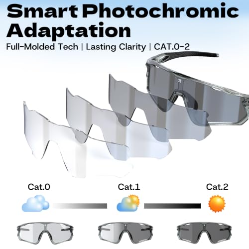 Photochromic Cycling Sunglasses for Men Women (White-gold)
