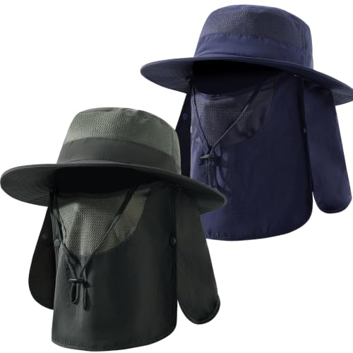 Men's Sun Hat Fishing Hat Boonie Hat UPF 50+ Wide Brim Outdoor Work Hat with Breathable Mesh and Chin Strap for Outwork