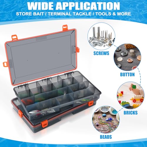 6 Pack Fishing Tackle Box Waterproof 3700 Tackle Tray (Orange / 3700)