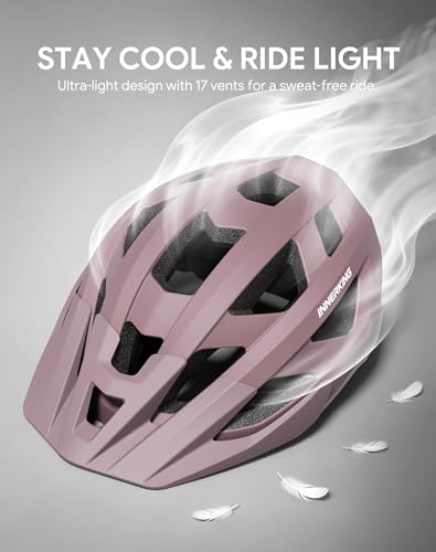 Adult Bike Helmet Rear Light & OTG Magnetic Goggles for Men Women (Lilac / Medium)