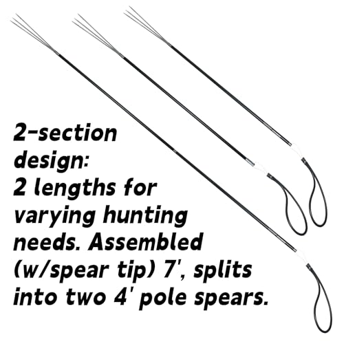 Hawaiian Sling Fishing Spear 7ft Aluminum Pole Spear 3 Prong Sling Spear Fishing Equipment Snorkeling Scuba Diving Gear Polespears Harpoon for Fishing Kayak