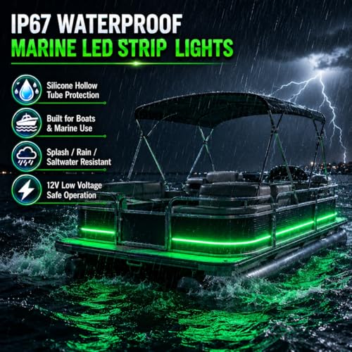 12V Green Boat LED Strip Lights (Green)