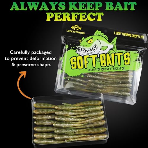 Soft Plastic Baits Forked Tail Fishing Soft Bait for Bass Walleye Trout Crappie Lures Brown Magic (Brown Magic / 3in-40pcs)