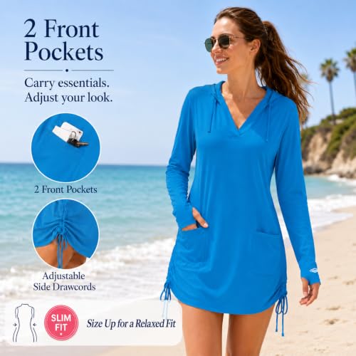 Women's UPF 50+ Dress with Hood (Ultramarine / XX-Large)