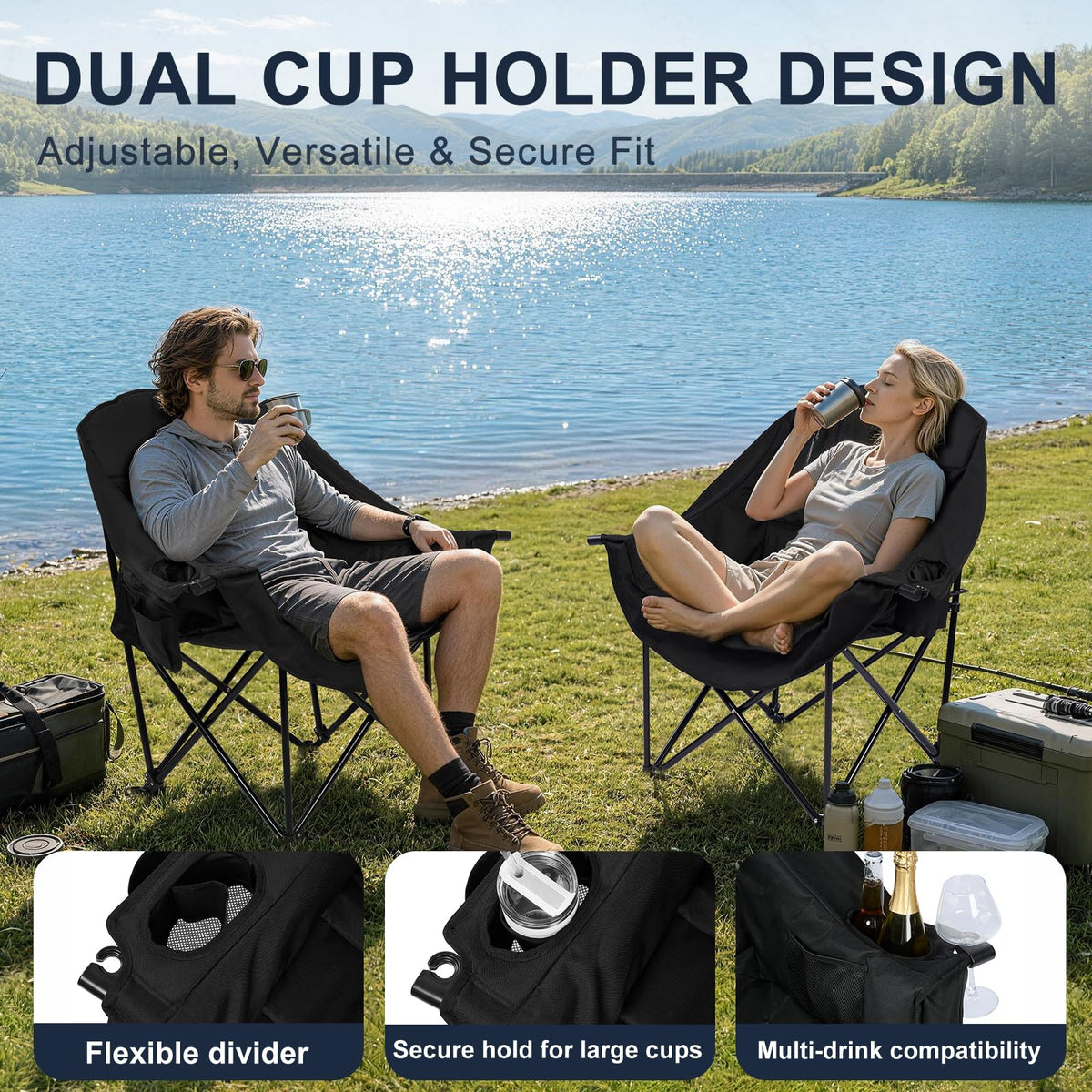 Heated Double Camping Chair (Loveseat Grey)
