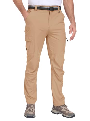 Men's Hiking Cargo Work Pants Lightweight Quick Dry Water Resistant 6 Pockets Fishing Camping Outdoor Stretch Pants Khaki (XX-Large / Khaki)