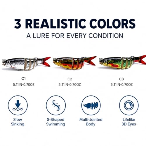 Multi Jointed Swimbait Hard Lure (A1-5.1"-0.7OZ)