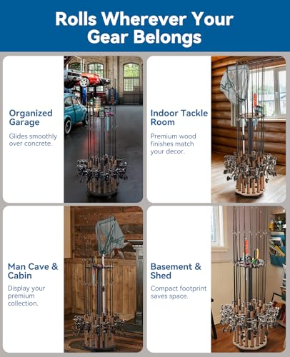 Fishing Rod Holder Pole Rack for Garage with Wheels