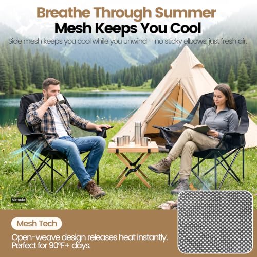 2 Pack Oversized Camping Chairs for Adults & Teens