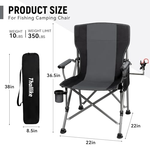 Fishing Chair with Upgraded 360° Adjustable Rod Holder (Grey)